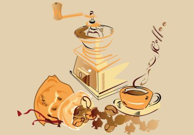 Set of coffee elements clipart