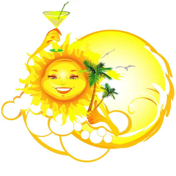 stock vector Cartoon Sun inviting to have relax