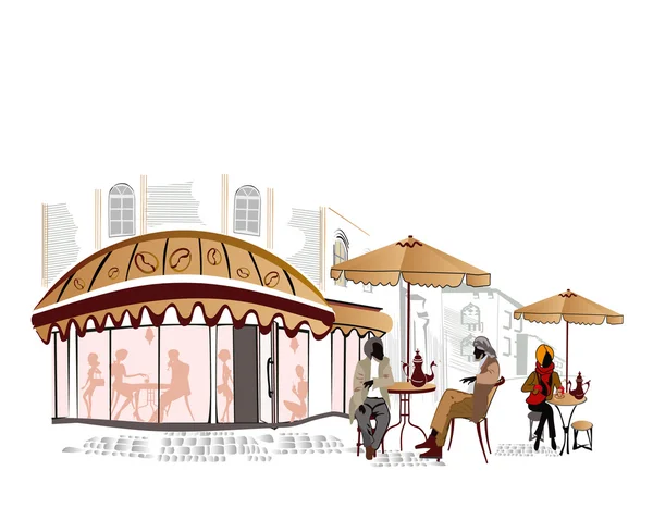 Série pouličních kaváren ve městě — Stockový vektor