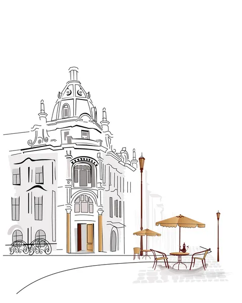 Série de cafés de rue dans la ville — Image vectorielle
