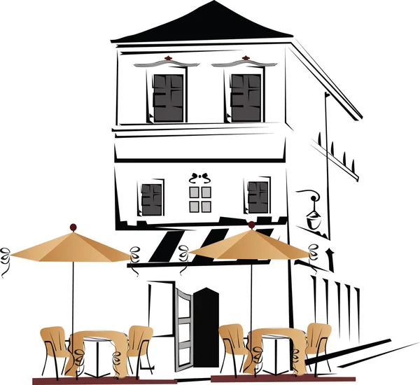 旧市街の道端のカフェのシリーズ — ストックベクタ