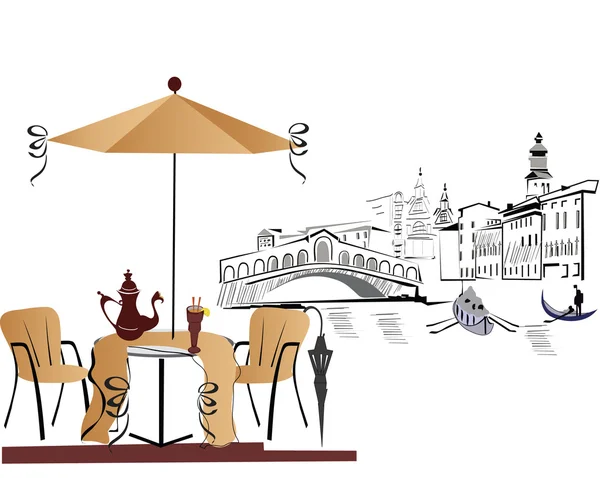 系列的街头咖啡馆在意大利 — 图库矢量图片