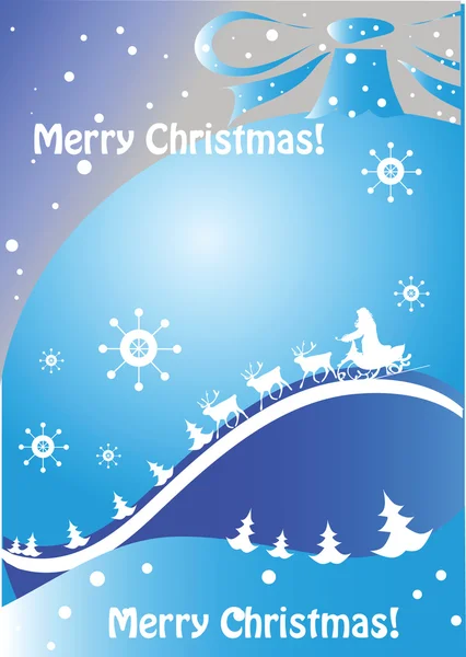 Blauwe achtergrond met Kerstmis bal — Stockvector