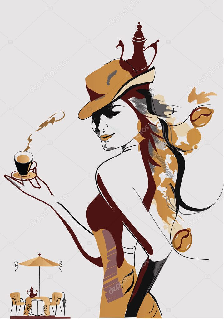 Download Abstract coffee girl — Stock Vector © Laifalight #6535485