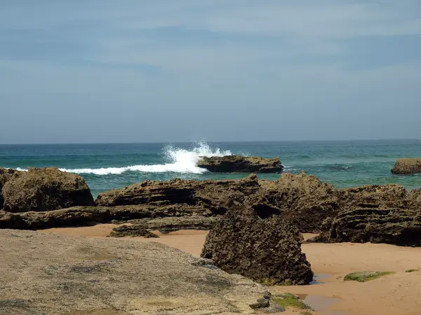 Praia do castelejo, w pobliżu vila do bispo, algarve, Portugalia — Zdjęcie stockowe