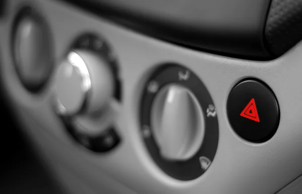 Red Emergency Button on a Dashboard of Car — Stock Photo, Image