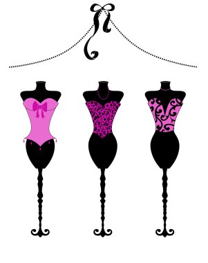 Chic Fashion Dress Forms With Bustiers clipart