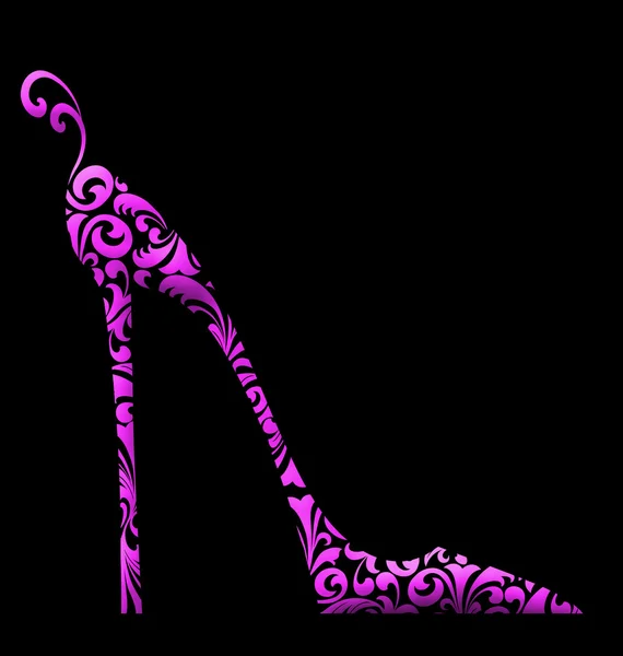 Barok elegancki wysokim obcasie buta różowy na czarny — Zdjęcie stockowe