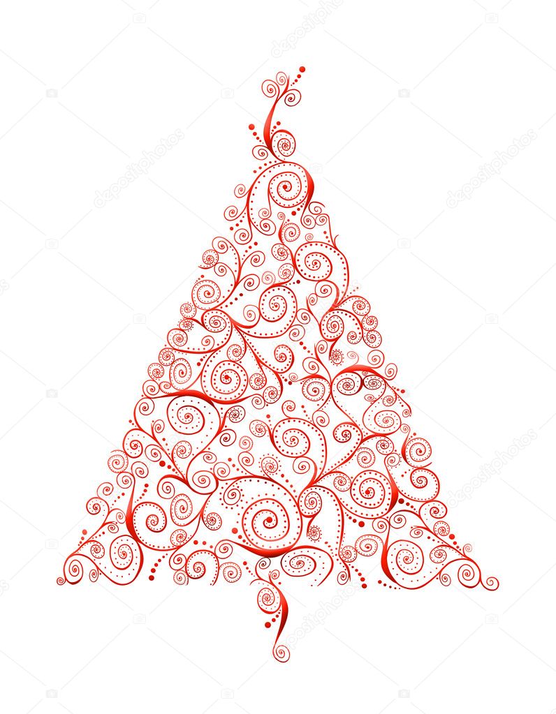 Christmas Red Curlicue Tree