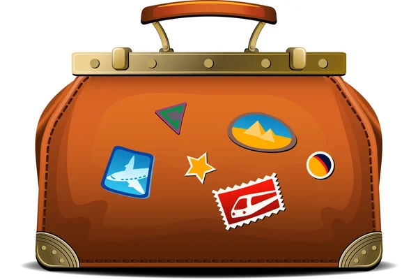 Old-fashioned travel bag (valise) — Stock Vector