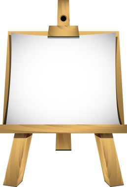 Easel with a blank sheet of white paper for your image or text clipart