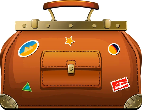 Régimódi utazótáska (valise) — Stock Vector