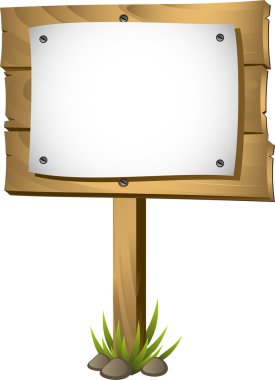 Wooden signboard with a blank paper clipart