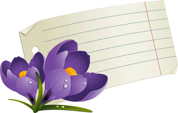 ロマンチックなメッセージのための花と空白の紙 — ストックベクタ