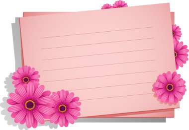 Pink flowers with a card for your text clipart