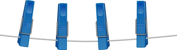 Kék clothespins egy string — Stock Vector