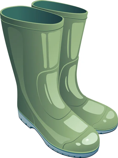Green rubber boots — Stock Vector