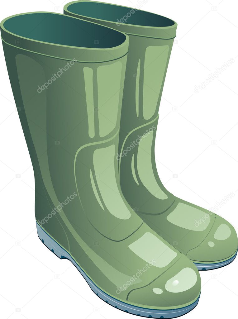 Green rubber boots