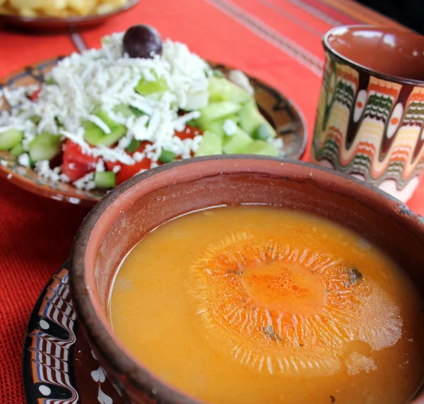 stock image Beans soup and salad