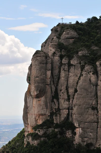 Montserrat montaña con caña — Foto de Stock