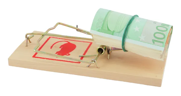 Mousetrap with euro — Stock Photo, Image