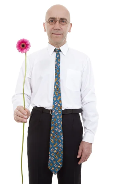 男性の花を持つ — ストック写真