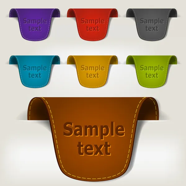 Ensemble d'étiquettes en cuir multicolore — Image vectorielle