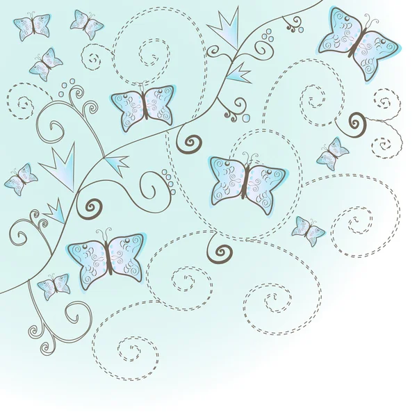Элегантный цветочный фон с бабочками — стоковый вектор