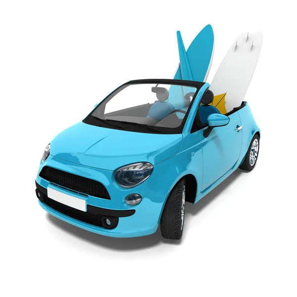 Concept-car met surf plank — Stockfoto