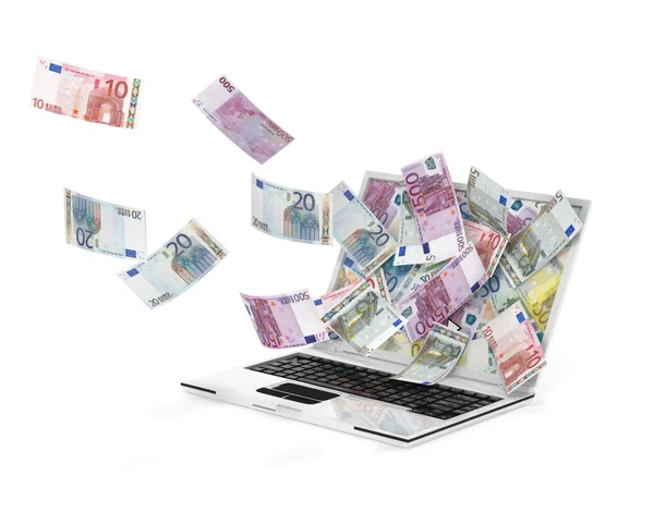 Laptop and banknotes — Stock Photo, Image