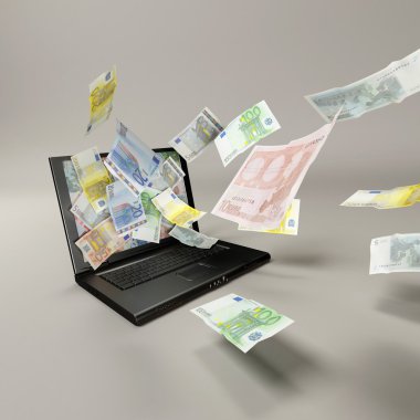 Laptop and banknotes clipart