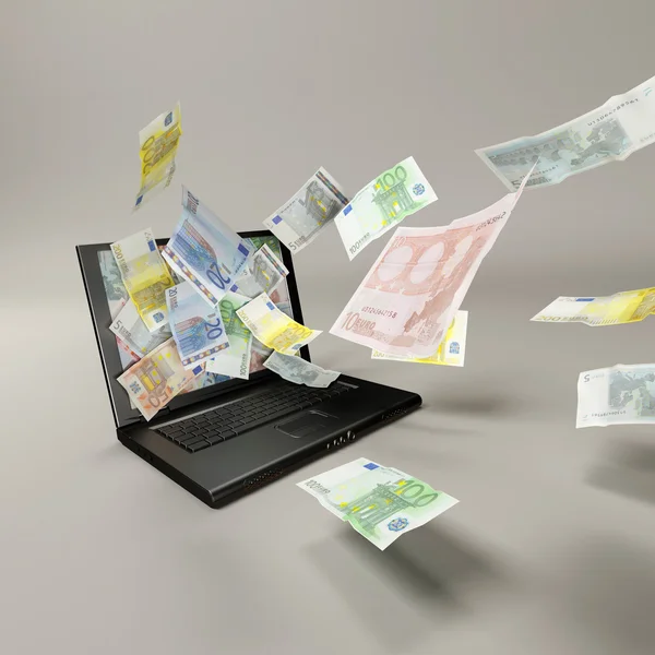 stock image Laptop and banknotes