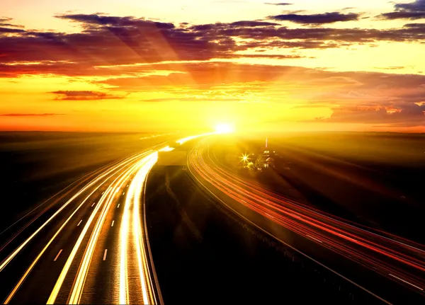Sunset On The Highway. — Stock Photo, Image