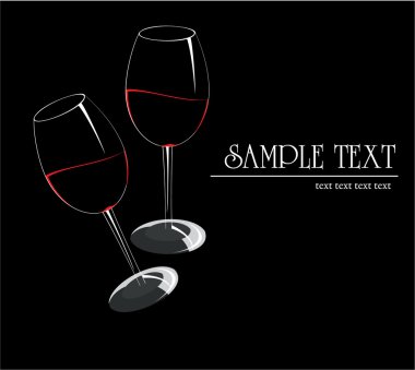 Two realistic glasses with red wine clipart