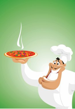 Chef cook with pizza clipart