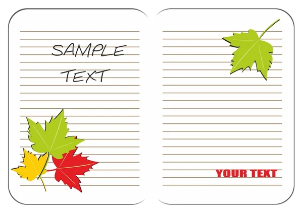 Leaf notebook with maple leaves — Stock Vector
