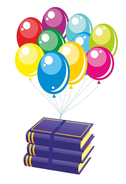 Mångfärgad ballonger med böcker — Stock vektor
