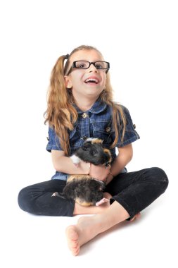 Child and Guinea pig clipart