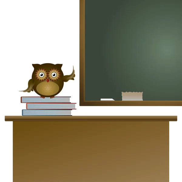 Coruja na sala de aula — Vetor de Stock