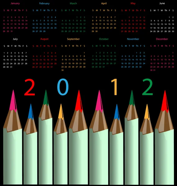 Kleurpotloden op de kalender — Stockvector