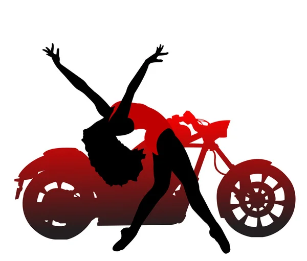 Motocicleta y una chica bonita — Archivo Imágenes Vectoriales