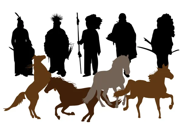 Indien homme et cheval — Image vectorielle