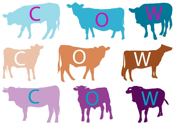 Колекція силуетів корови - вектор — стоковий вектор