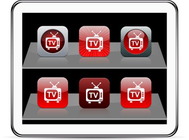 TV red app icons. clipart