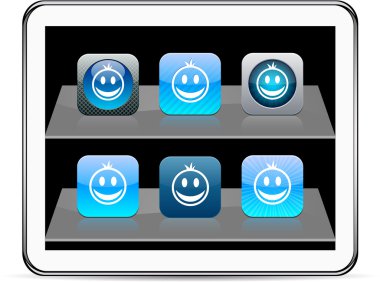 Smiley blue app icons. clipart