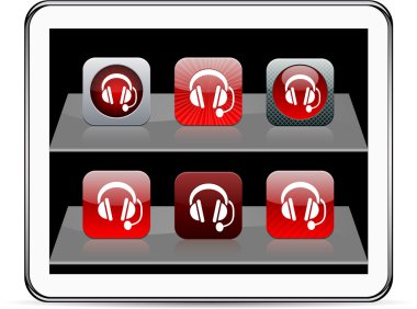 Call center red app icons. clipart