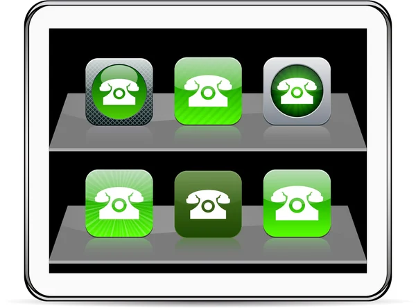 Appels gratuits icônes application verte . — Image vectorielle