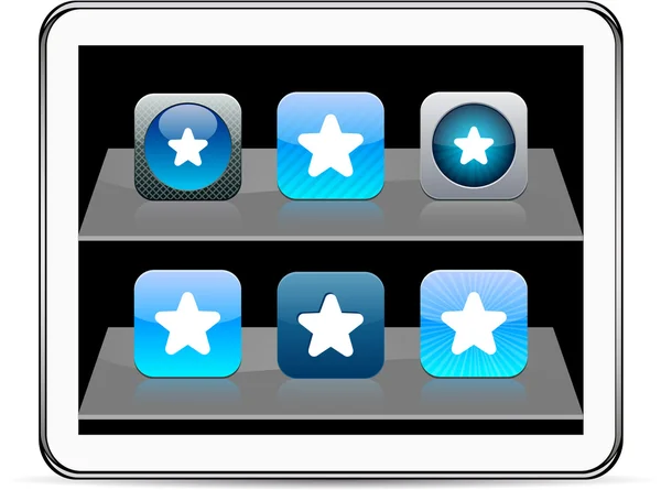Ícones de aplicativo azul estrela . —  Vetores de Stock
