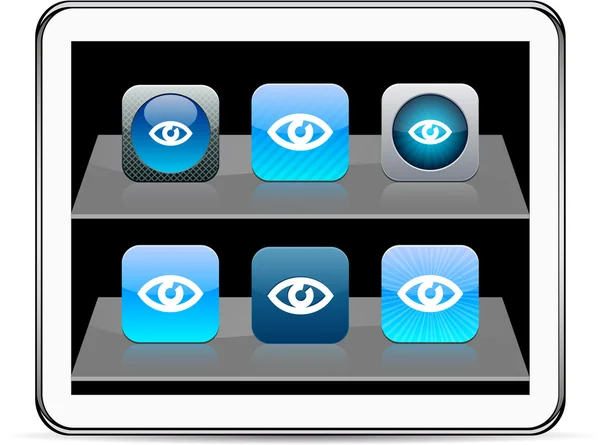 Occhio blu app icone . — Vettoriale Stock