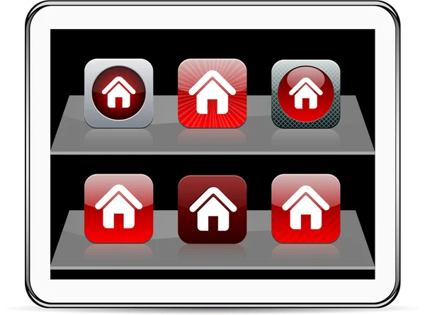Ícones de aplicativo vermelho em casa . — Vetor de Stock